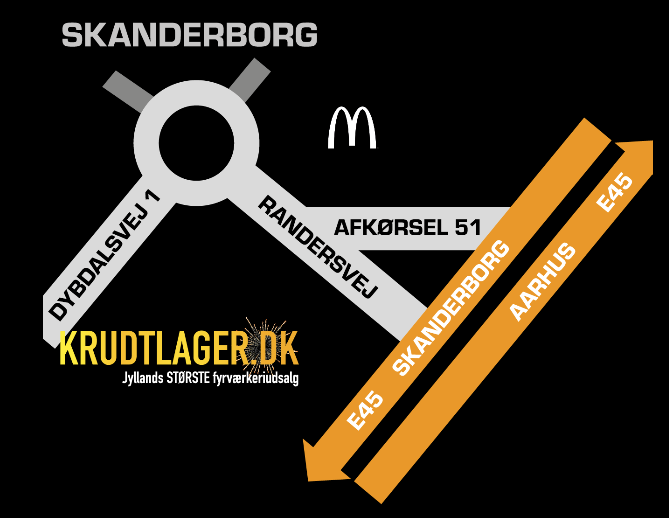 Kortskitse over E45, afkørsel 51, Randersvej og Dybdalsvej i Skanderborg